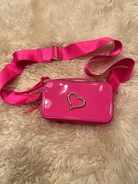 Hot Pink Heart Crossbody Bag - Patent Finish
